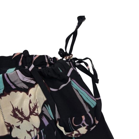 Ladies Tucker Brand Black and Floral Side Tie Pants Size Medium - Picture 2 of 14